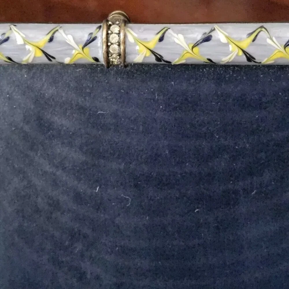 RARE JAY STRONGWATER ARGYLE PLAID BLUE DARJEELING PAVE CRYSTAL ENAMEL FRAME